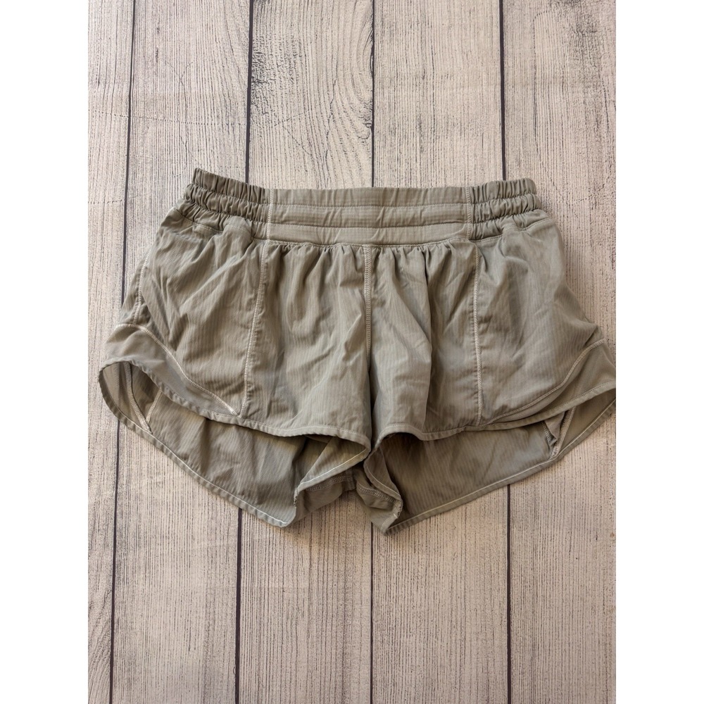 Lululemon Hotty Hot Shorts Women's Size 6 Gray Striped Lined Running Athletic